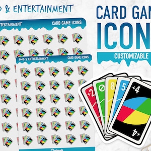 Nourriture et divertissement | Icônes de jeu de cartes | Autocollants de planificateur