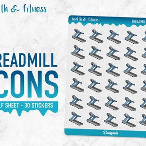 Health & Fitness Treadmill Icons Planner Stickers image 2