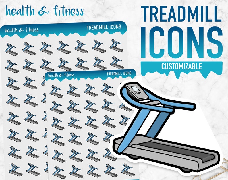 Health & Fitness Treadmill Icons Planner Stickers image 1