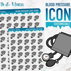 Health & Fitness | Blood Pressure Cuff Icons | Planner Stickers