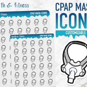 Santé et remise en forme | Icônes de masque Cpap | Autocollants de planificateur