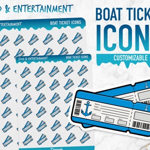 Essen & Unterhaltung | Boot Ticket Icons | Planner Sticker