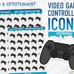 Cibo e intrattenimento / Icone controller di videogiochi / Adesivi pianificatore