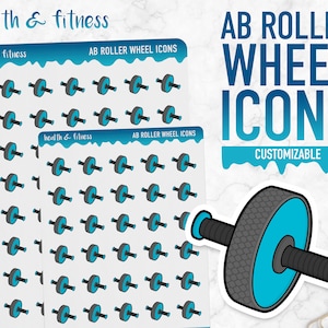 Gezondheid & Fitness | Ab Roller wiel pictogrammen | Planner-stickers