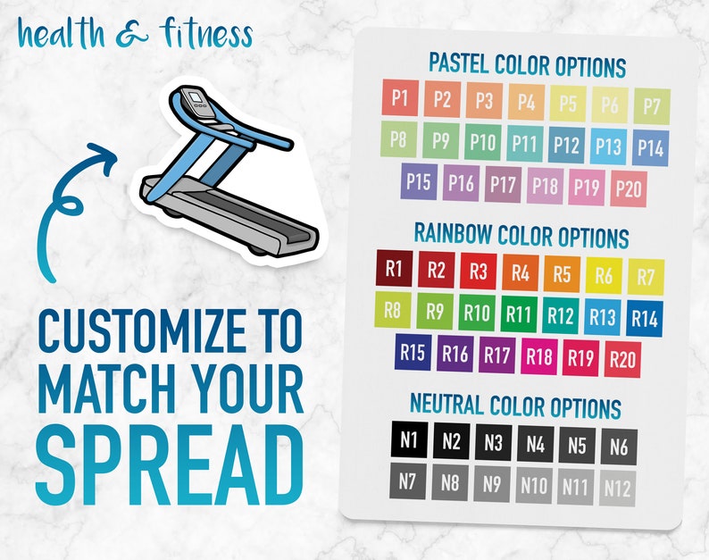 Health & Fitness Treadmill Icons Planner Stickers image 6