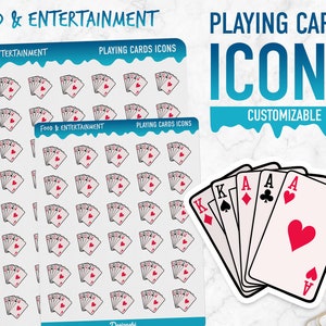 Nourriture et divertissement | Icônes de cartes à jouer | Autocollants de planificateur