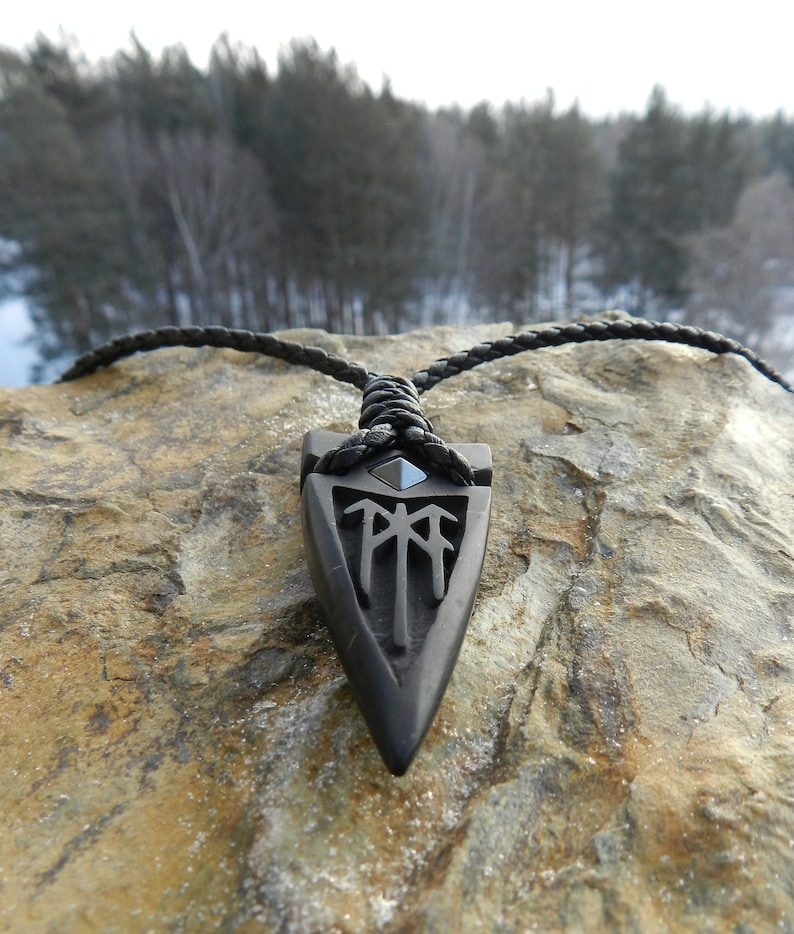 Odin Spear Head Gugnir Stone carving Shungite