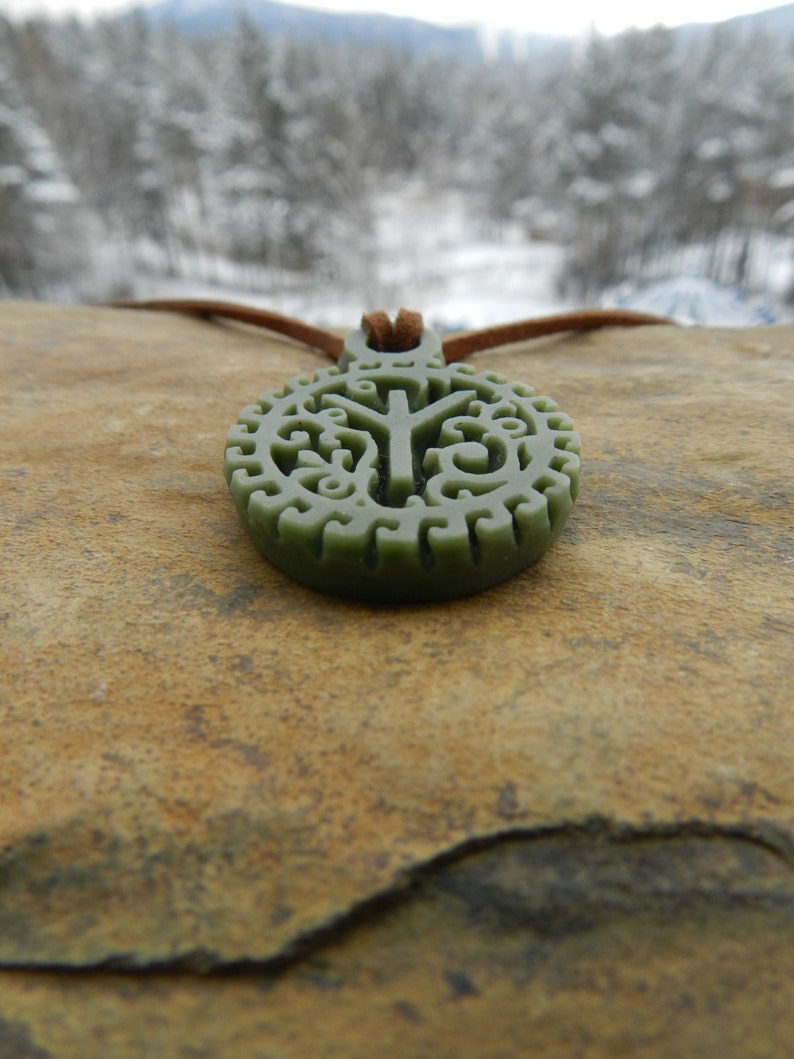 Viking Algiz Elhaz Rune Stone carving Pendant Protection Etsy