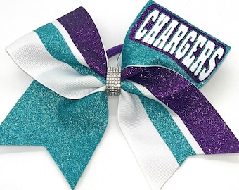 Customized Squad Hair Bows, Cheer Bows with Team Logo and Personalized Name, Glittery Cheer, Gymnastics Bow,