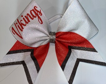 Double Color Glitter Personalized Cheer Bows, Add a Name Squad Bows, Team Glitter Bling Custom Competition Bows