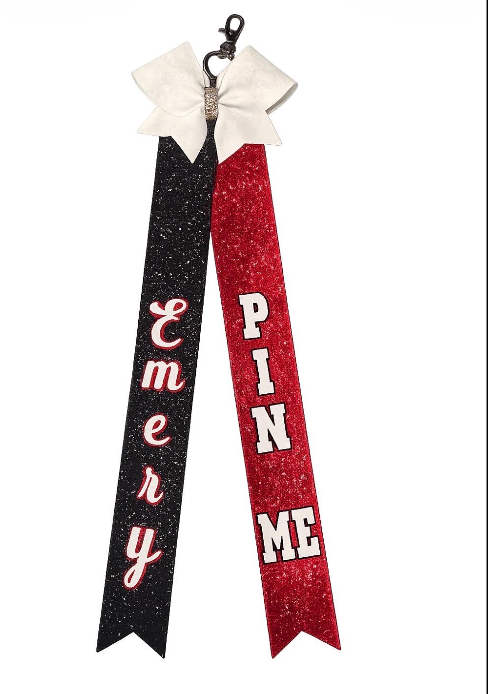 New***double Pin Me Ribbons for Cheer Competition, Customizable Glitter ...