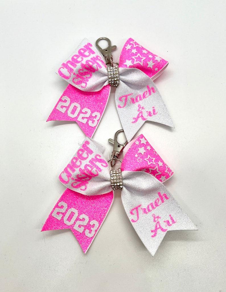 Personalize your Keychain Gift, set of 2 Keychains Cheer Sisters/Besties Add Custom Names Keychains Cheer Gifts, Big Sis Lil Sis Gifts image 8