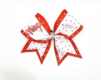 Competition Cheer Bows, Personalized & Custom Squad Bows, 2 Color Glitter Bling Rhinestone Bows