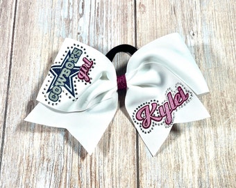 Cheer Bow Cowboys with Rhinestone Bling Cheer Bow with Custom Name