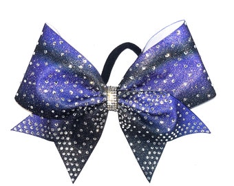 Purple Black Ombré Glitter Bling Rhinestone Competition Bows