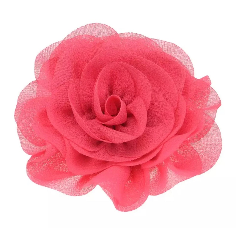 Set of 2 Chiffon Flowers Clips Or Elastic Finish Double Flower Hair Bows BabyToddlerGirl Bows Gift Set