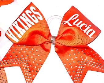 CUSTOMIZE Your Rhinestone Squad Bows, Add Team & Custom Name Personalize Your Glitter Writing and Bling Rhinestones Bow