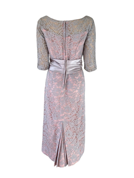 Emma Domb 1950s Vintage Dress / Pink Taffeta Silv… - image 3