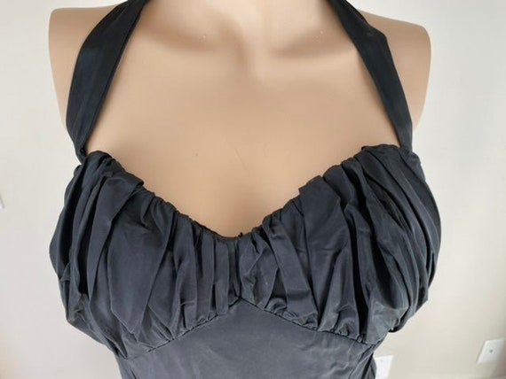 Emma Domb Vintage 1950s Ruched Bodice Black Taffe… - image 3