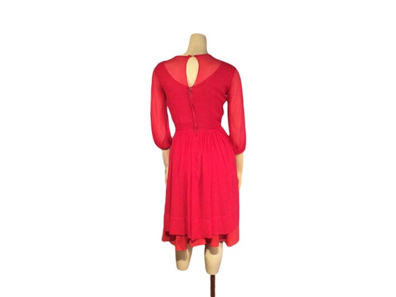 Vintage 1960s Hot Pink Tiered Skirt Sheer Chiffon… - image 2