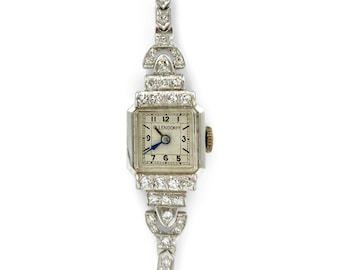 1920s Platinum 2.0cttw Diamonds Art Deco Antique Vintage Dress Watch Ollendorff Luxury Gift for Her RARE!