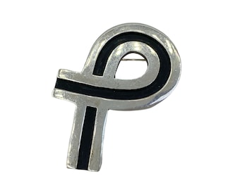 Bernice Goodspeed Sterling Silver Vintage Taxco Mexico Mid-Century Silver and Black Ribbon Brooch