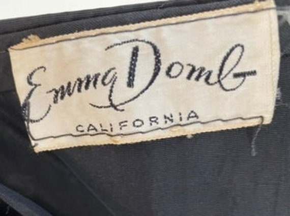 Emma Domb Vintage 1950s Ruched Bodice Black Taffe… - image 5