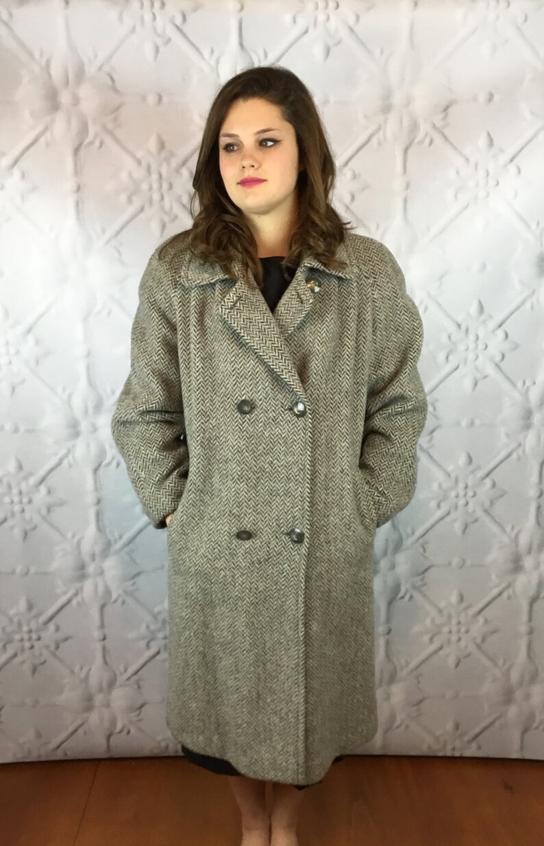 Vintage Herringbone Mohair and Wool Long Coat / 1980s Etsy
