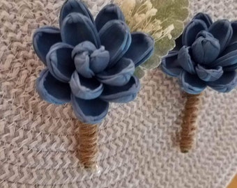 Slate blue boutonniere,  blue boutonniere,  boutonniere