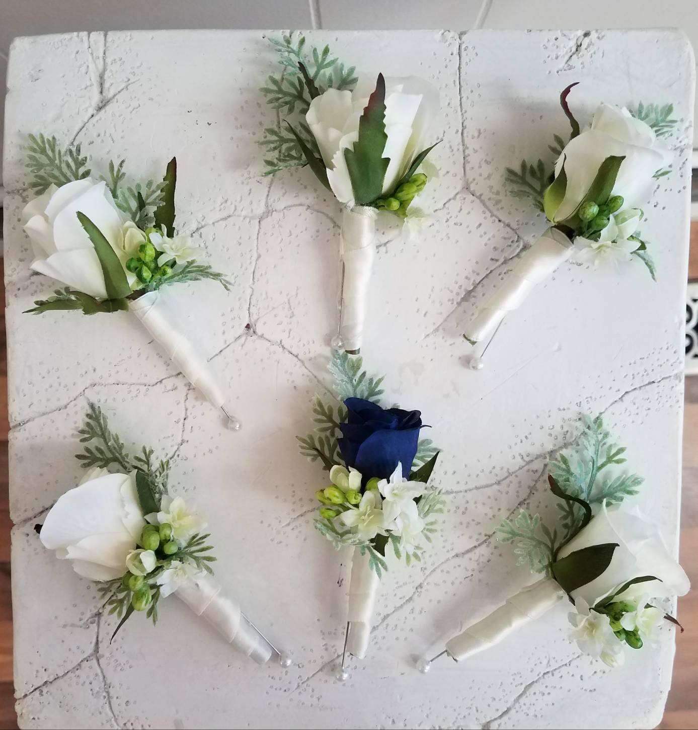 Navy and Cream Silk Flower Boutonnieres Etsy