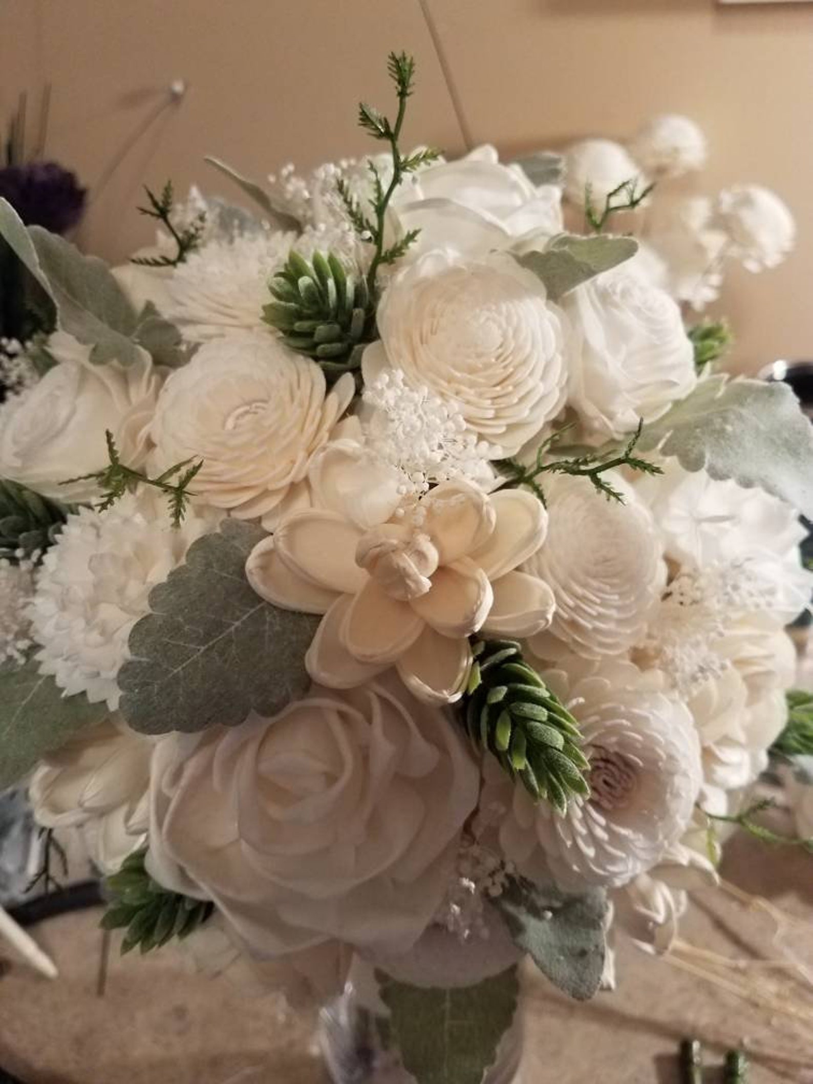 Large Bridal Bouquet Sola Wood Bouquet Ivory Flower Bouquet Etsy