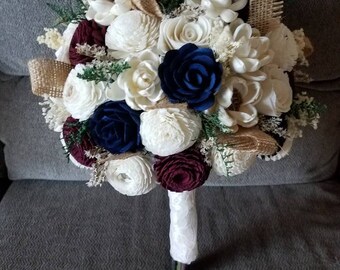 Burgundy bouquet,  sola wood bouquet,  wood bouquet,  navy bouquet,  bridal bouquet, Custom Bouquet, Debut Bouquet