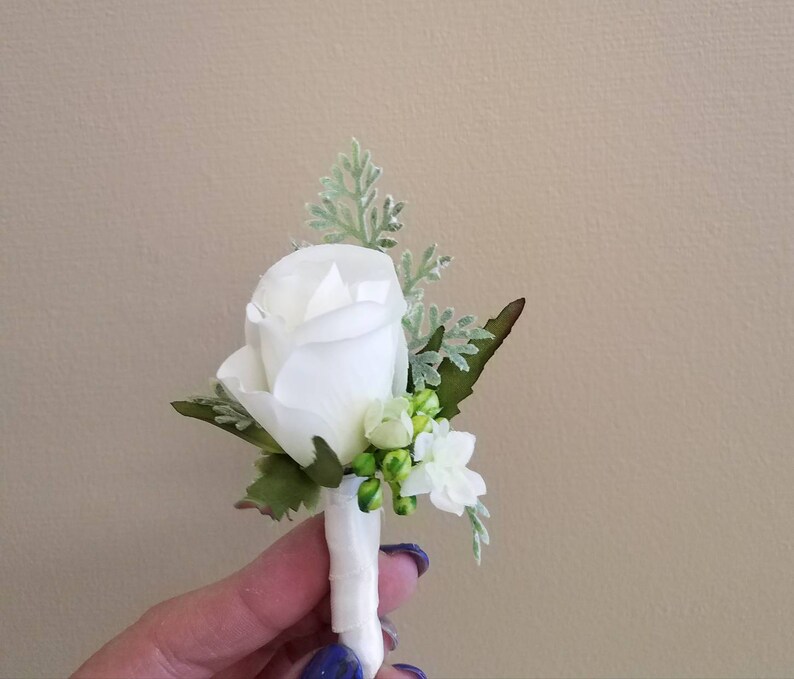Navy and Cream Silk Flower Boutonnieres Etsy