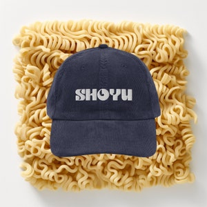 Shoyu Ramen Noodles, Ramen Noodles Corduroy Hat, Handmade Embroidered Corduroy Dad Cap - Multiple Colors