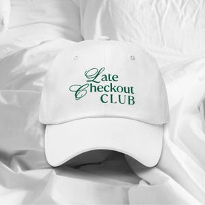 Late Checkout Club | Embroidered Dad H | Hotel Aesthetic Embroidered Dad Hat Baseball Cap | Sporty Rich Old Money Dad Cap