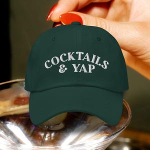 Cocktails & Yap Embroidered Hat – Party Favor Hat / Gift for Her / Bridal Gift