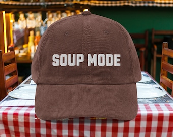 Chapéu de veludo cotelê Soup Mode, chapéu de pai, chapéu de gourmet, chapéu de mercearia