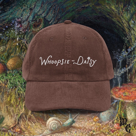 Whoopsie-Daisy Embroidered Hat | Vintage Americana Aesthetic Cap | Indie Folk Girl Hat | Whimsical Vintage corduroy cap