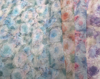 Floral Pattern Organza Printed Fabric | Classic High-grade Digital Printed Fabric | By the yard [TD1631A176]