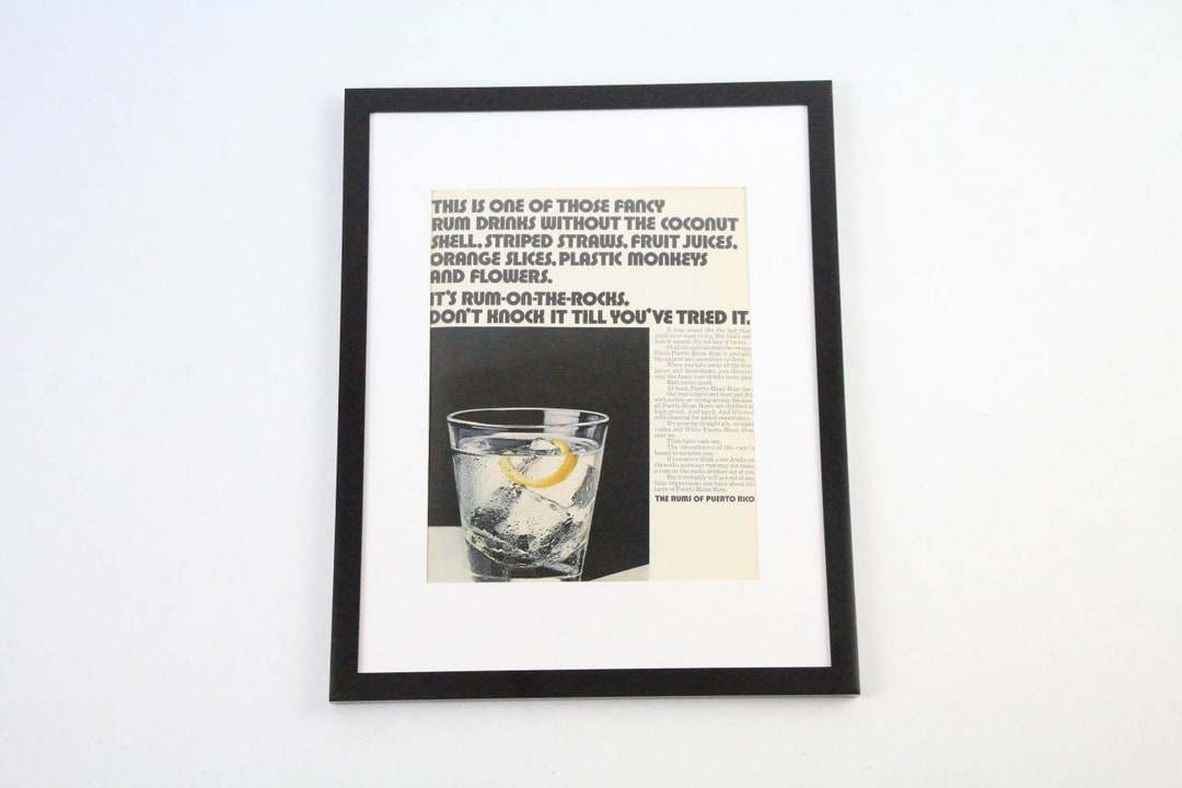70's Puerto Rican Rums Alcohol Advertisement Framed Art Ad Home Decor Bar Memorabilia Etsy