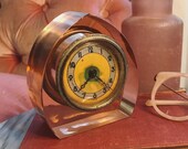 Rare Art Deco Pink Lucite Clock