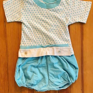 Vintage 6-10 months old blue outfit set - baby bloomers and top