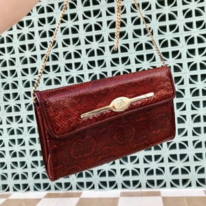 Bolso de mano o bandolera vintage de piel de serpiente pitón - Cuero Vaca - F-4