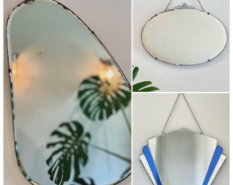 Art Deco frameloze spiegels - vintage afgeschuinde spiegel - antieke hangende wandspiegels