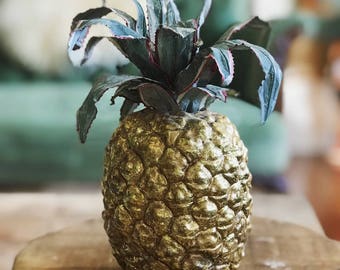 Vintage pineapple midcentury modern pineapple gold pineapple Hawaiian pineapple housewarming gift friendship pineapple styrofoam pineapple