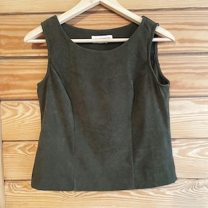 90s green suede structured top - Meg Ryan style - F-9