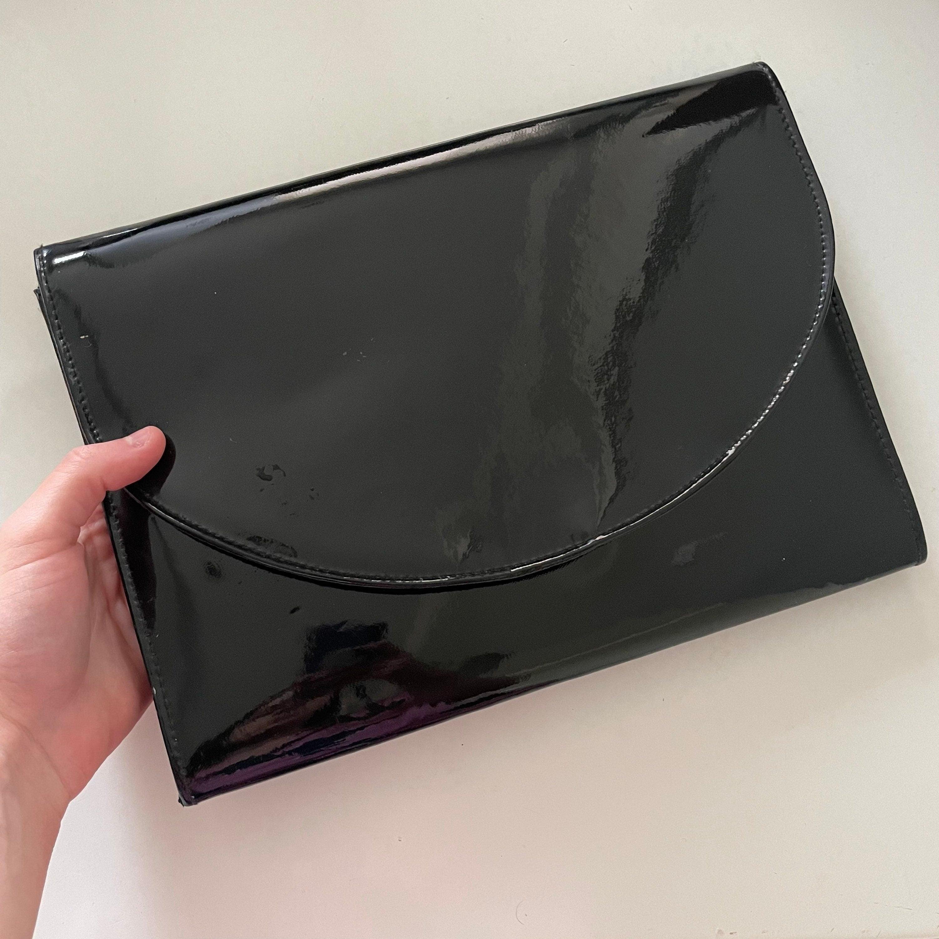 Extra Large Black Vintage Envelope Clutch F 32 Etsy