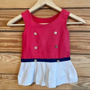 Vintage 2T toddler sailor dress - ruffle skirt 1970s dress - F-47