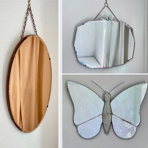Miroirs art déco anciens sans cadre - miroir biseauté vintage