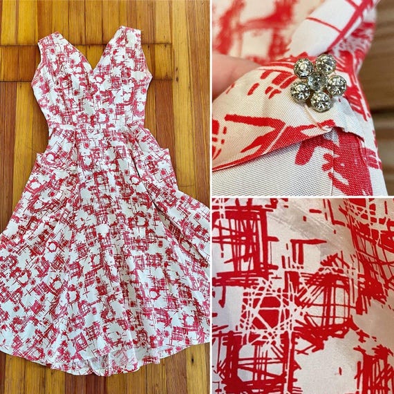 FlickerAndSway Perfect for A Holiday Party Gorgeous 1950s Vintage Fit And Flare Dress with Pockets F 6